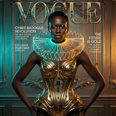 Обложка глянца: Кибер-Барокко — AI промт для Nano Banana Pro
