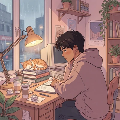 Обложка музыкального альбома «Lo-Fi Beats» — AI промт для Nano Banana Pro