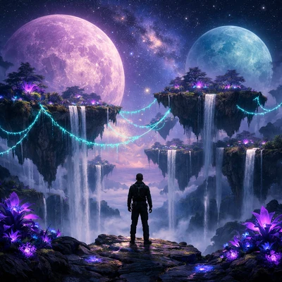 Парящие острова биолюминесценции — AI промт для GPT Image 1.5