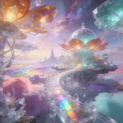 Парящий город из живых кристаллов — AI промт для Seedream 4.5