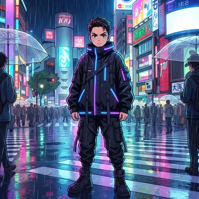 Персонаж аниме в стиле Cyber-Techwear — AI промт для Nano Banana Pro