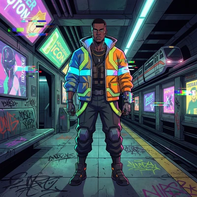 Персонаж аниме в стиле «Киберпанк: Бегущие по краю» — AI промт для Nano Banana Pro