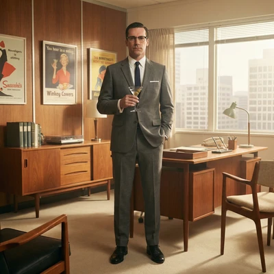 Персонаж из «Безумцев» 1960-х — AI промт для Nano Banana Pro