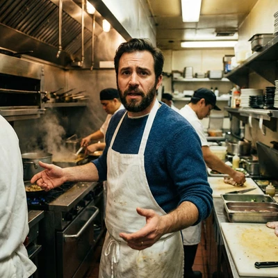 Персонаж сериала «Медведь»: Шеф-повар на кухне — AI промт для Nano Banana Pro