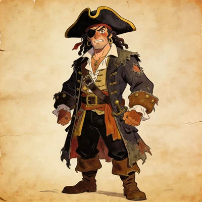 Персонаж в стиле мультфильма «Остров Сокровищ» — AI промт для Seedream 4.5