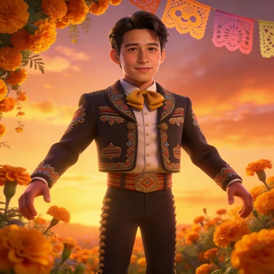 Персонаж в стиле мультфильма «Тайна Коко» — AI промт для Seedream 4.5