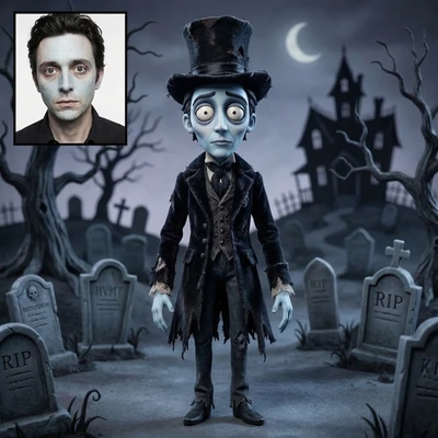 Персонаж в стиле мультфильма «Труп невесты» — AI промт для Nano Banana Pro