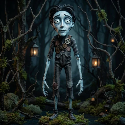 Персонаж в стиле мультфильма «Труп невесты» — AI промт для Nano Banana Pro