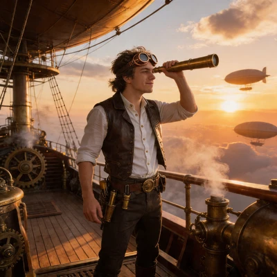 Первый помощник на дирижабле — AI промт для Seedream 4.5