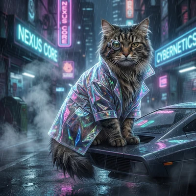 Питомец — Детектив в стиле кибер-нуар — AI промт для Nano Banana Pro