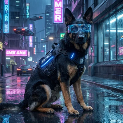 Питомец — кибер-полицейский — AI промт для Nano Banana Pro