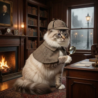Питомец в стиле детектива Шерлока — AI промт для Nano Banana Pro