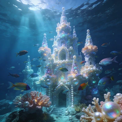 Подводный замок из кораллов и жемчуга — AI промт для Seedream 4.5