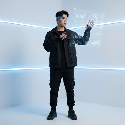 Пользователь Apple Vision Pro в будущем — AI промт для Nano Banana Pro