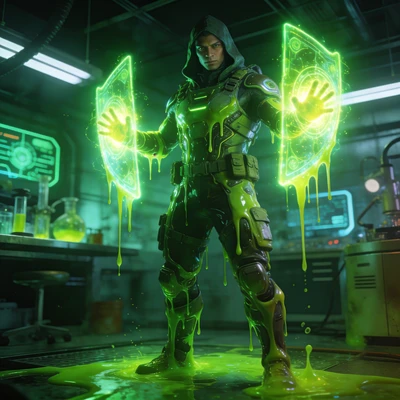 Пользователь магии неоновой слизи — AI промт для Seedream 4.5