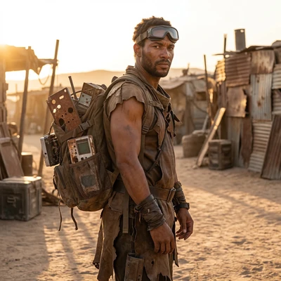 Постапокалиптический торговец — AI промт для Nano Banana Pro