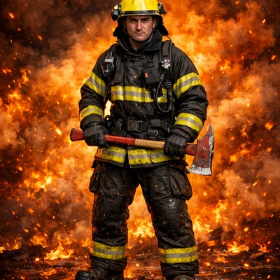 Пожарный в густом дыму — AI промт для GPT Image 1.5