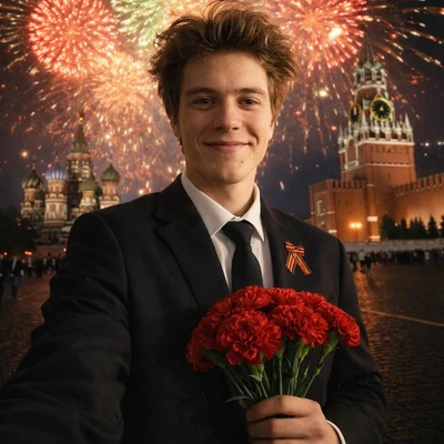 Праздничный салют на Красной площади — AI промт для GPT Image 1.5