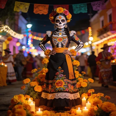 Праздник Дня Мертвых (Dia de los Muertos) — AI промт для Seedream 4.5