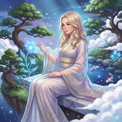 Принцесса небесного сада — AI промт для Nano Banana Pro