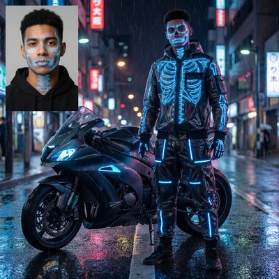 Призрачный неоновый гонщик — AI промт для Nano Banana Pro