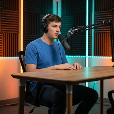 Профессиональный подкастер в студии — AI промт для Nano Banana Pro