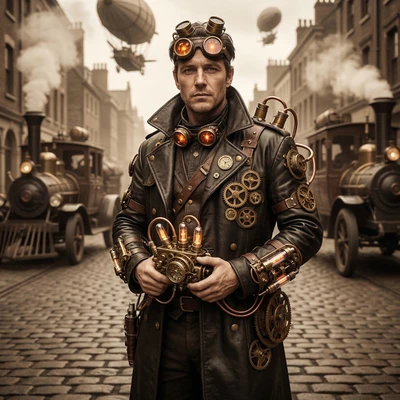 Путешественник во времени в Стимпанке — AI промт для Nano Banana Pro
