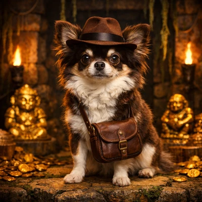 Пёс — искатель сокровищ Indiana Jones — AI промт для GPT Image 1.5