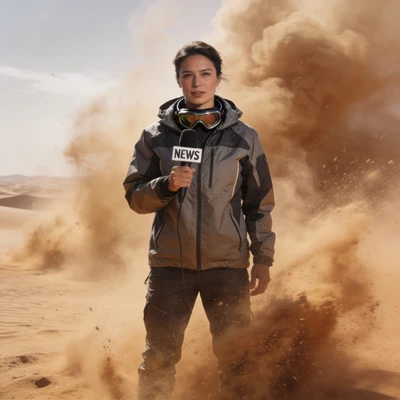 Репортаж из эпицентра песчаной бури — AI промт для Seedream 4.5