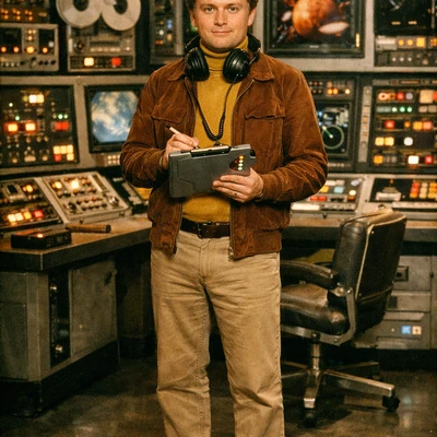 Ретро-футуристичный ТВ-директор — AI промт для GPT Image 1.5