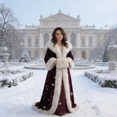 Русская дворянка в зимнем саду — AI промт для Seedream 4.5