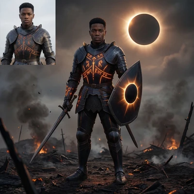 Рыцарь ордена Солнечного Затмения — AI промт для Nano Banana Pro