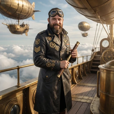 Рыцарь Стимпанк-Дирижабля — AI промт для Nano Banana Pro