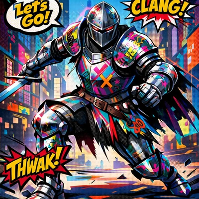 Рыцарь в стиле анимации «Into the Spider-Verse» — AI промт для GPT Image 1.5