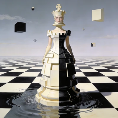 Шахматная королева в стиле сюрреализма — AI промт для Seedream 4.5