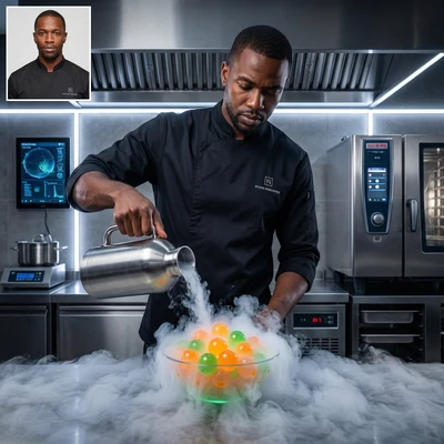 Шеф-повар молекулярной кухни — AI промт для Nano Banana Pro