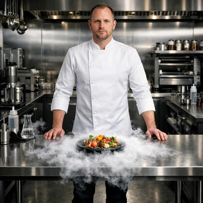 Шеф-повар молекулярной кухни — AI промт для GPT Image 1.5