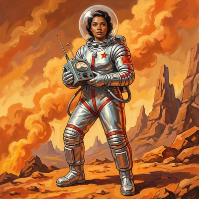 Советский футуризм: Покоритель Венеры — AI промт для Nano Banana Pro