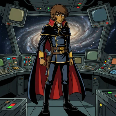 Стиль аниме 70-х: Космический пират — AI промт для Nano Banana Pro