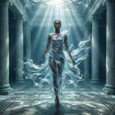 Сюрреалистичная мода из воды — AI промт для Nano Banana Pro