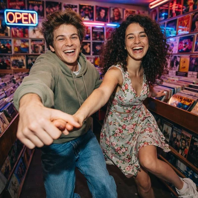 Танцы в виниловой лавке — AI промт для GPT Image 1.5