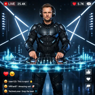 Техно-диджей в виртуальной реальности — AI промт для GPT Image 1.5