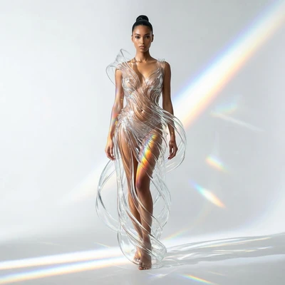 Тренд: Одежда из жидкого стекла — AI промт для Nano Banana Pro