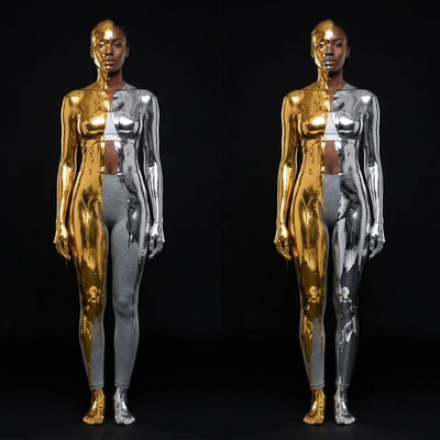 Тренд: Расплавленное золото и хромированная кожа — AI промт для Nano Banana Pro