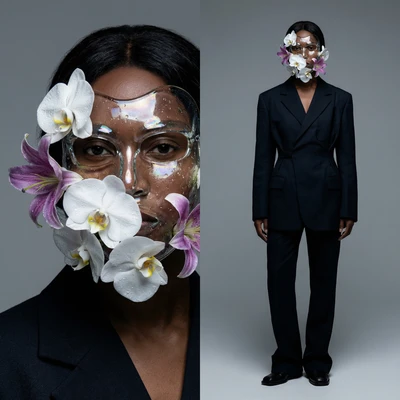 Тренд: Стеклянная маска с живыми цветами — AI промт для Nano Banana Pro