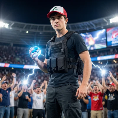 Тренер покемонов в битве — AI промт для Nano Banana Pro