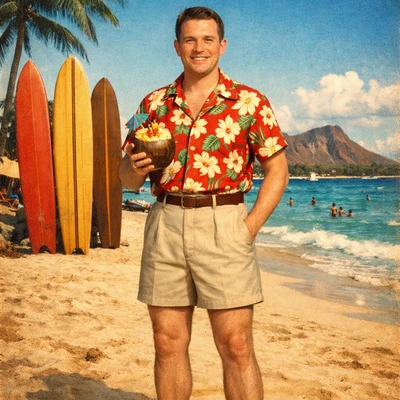 Тропический «Beach Boy» из 1950-х — AI промт для GPT Image 1.5