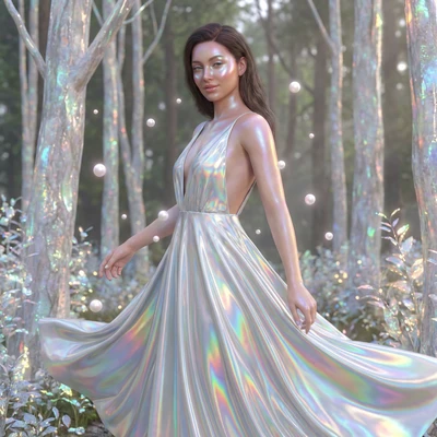 Цифровая нимфа в стиле «Iridiscent Glow» — AI промт для Nano Banana Pro