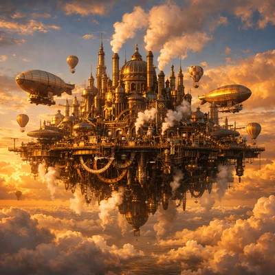 Цитадель в облаках: Стимпанк — AI промт для GPT Image 1.5