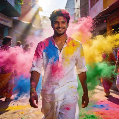 Участник фестиваля Холи — AI промт для Seedream 4.5